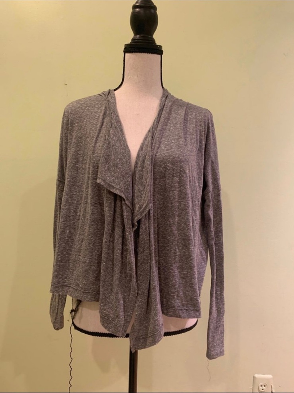 abercrombie kids Heather Gray Draped Open-Front Cardigan